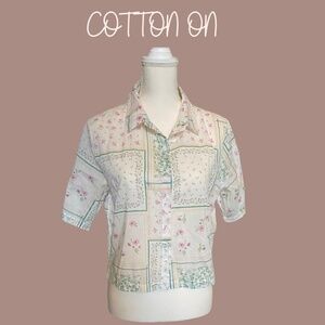 Cotton On Patch Work Cottage Core Button Up Shirt